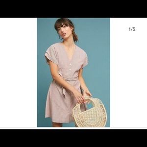 Far Los Angeles Dress in red seersucker